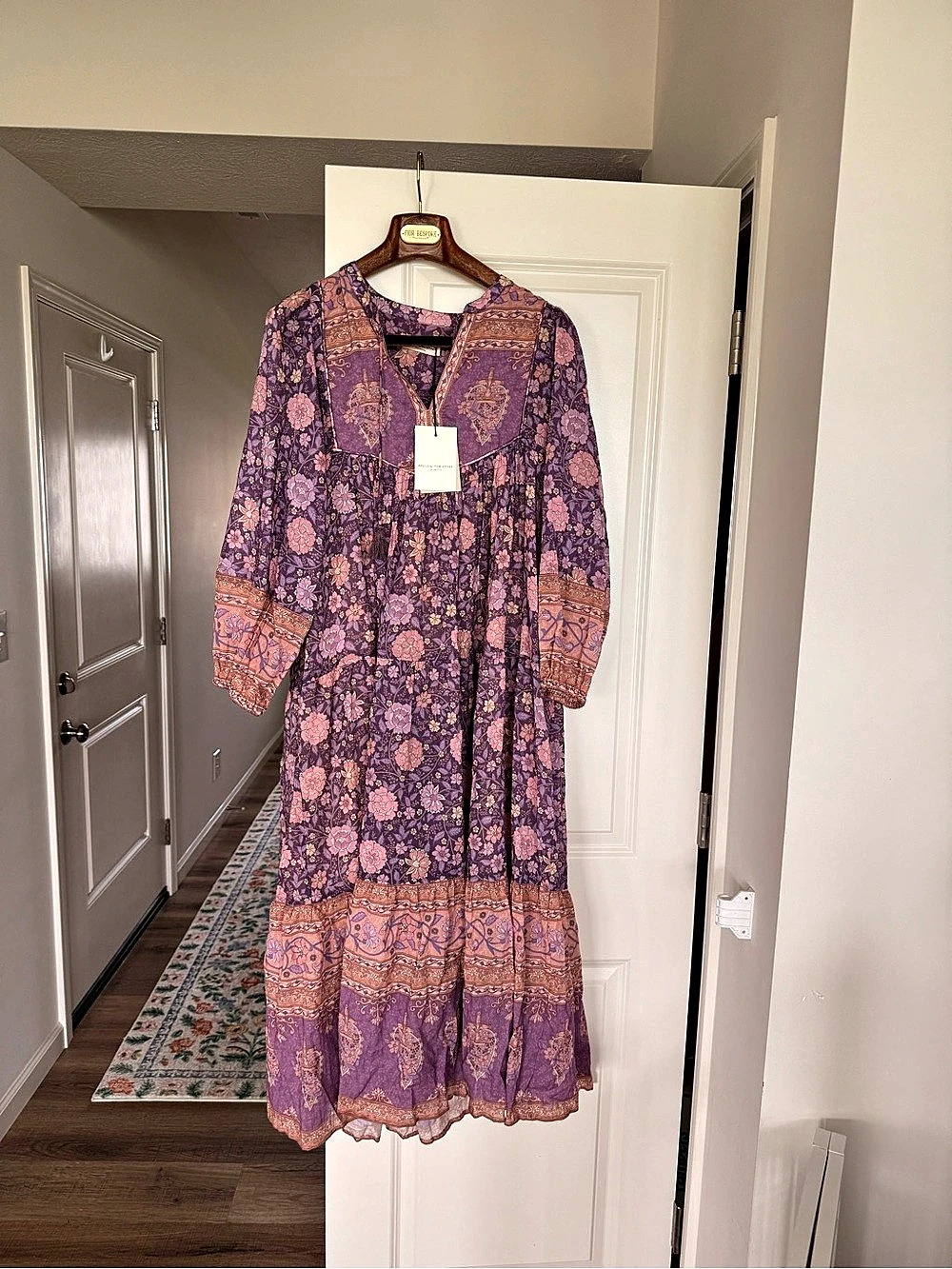 Spell & The Gypsy Collective Mystic Midi Dress Floral Maxi Purple & Pink Small